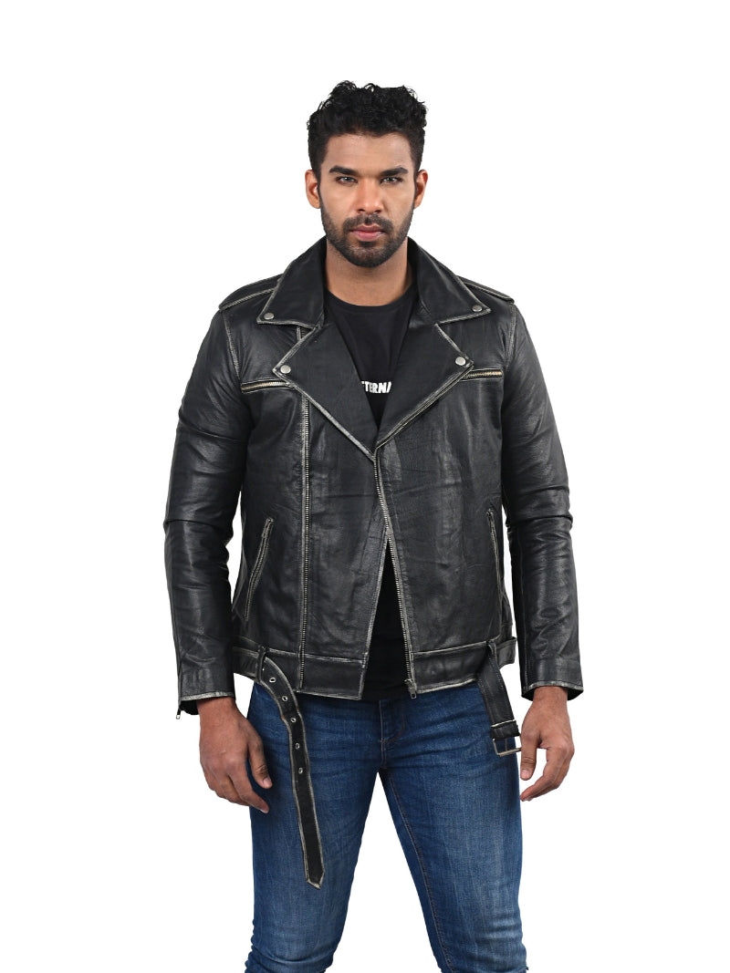 Men’s Black Leather Jacket Full