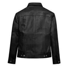 Men’s Black Leather Trucker Jacket