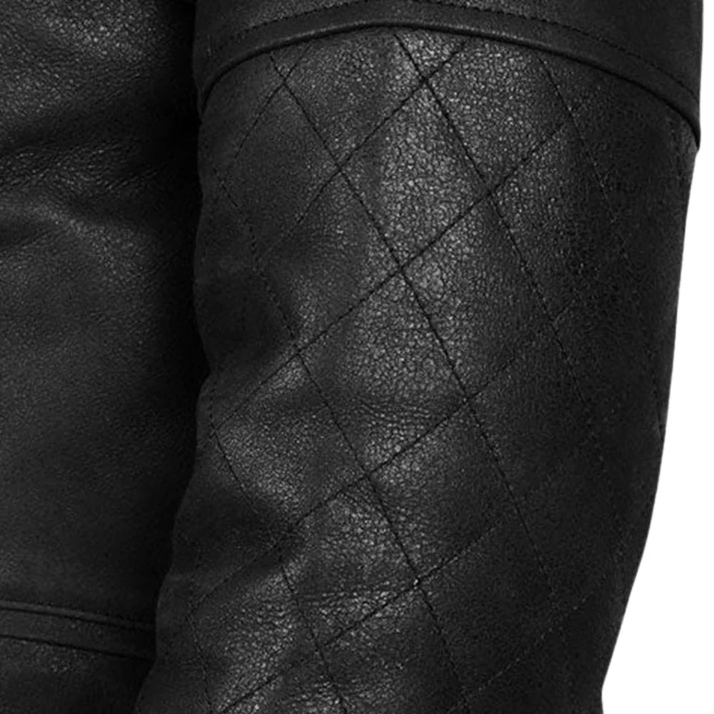 Men’s Black Button & Zip up Leather Jacket
