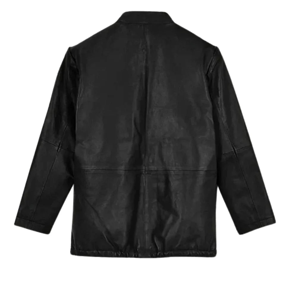 Men’s Black Modern Leather Jacket with Multi Zippers
