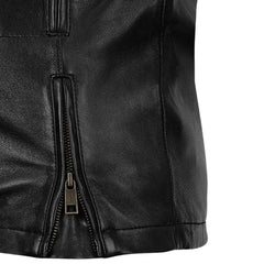 Men’s Black Modern Leather Jacket with Multi Zippers