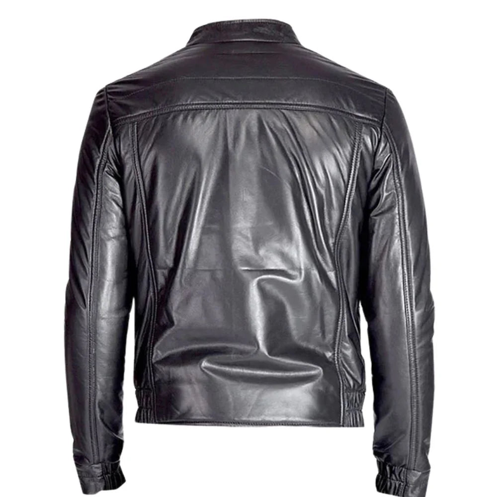 Men’s Black Multi-Pocket Leather Jacket