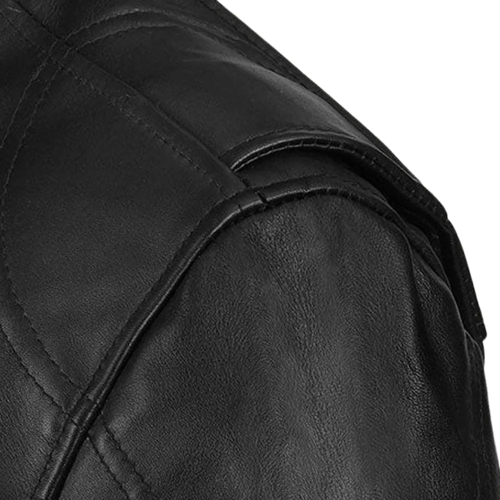 Men’s Black Multi-Zip Leather Jacket
