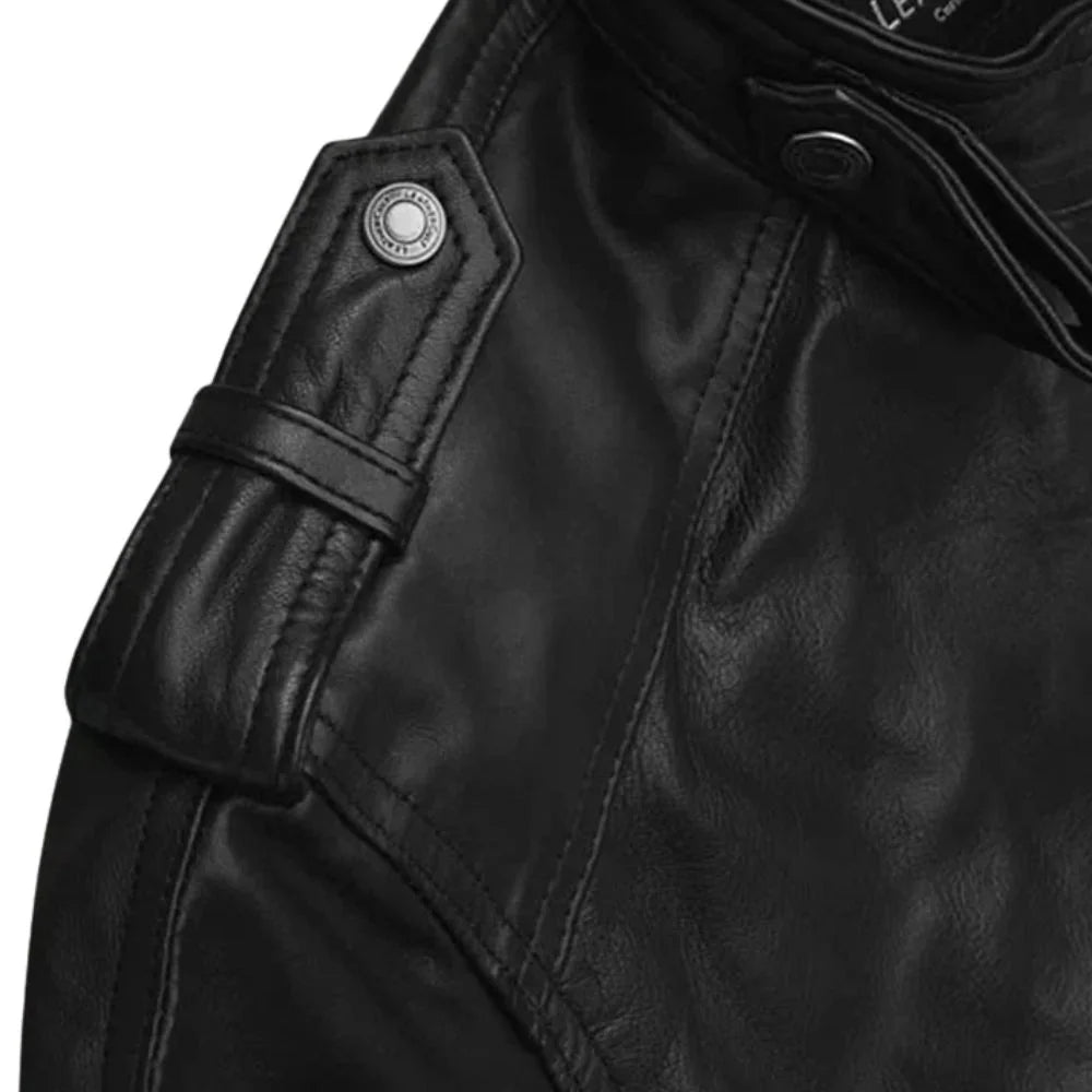 Men’s Black Multi Pockets Leather Jacket