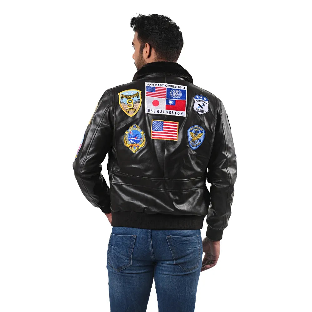 Men’s Black Patchline Leather Jacket