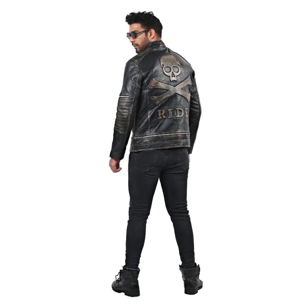 Men’s Black Quilted Edge Leather Jacket