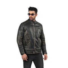 Men’s Black Quilted Edge Leather Jacket