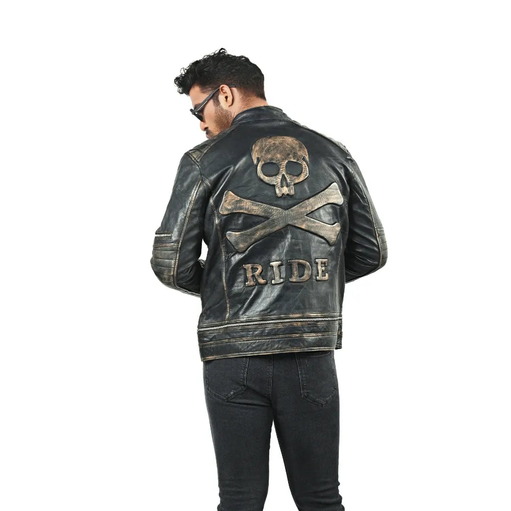 Men’s Black Quilted Edge Leather Jacket