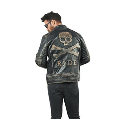 Men’s Black Quilted Edge Leather Jacket