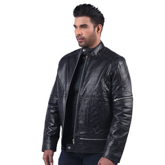 Men's Black Quilted Leather Jacket