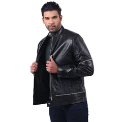 Men's Black Quilted Leather Jacket