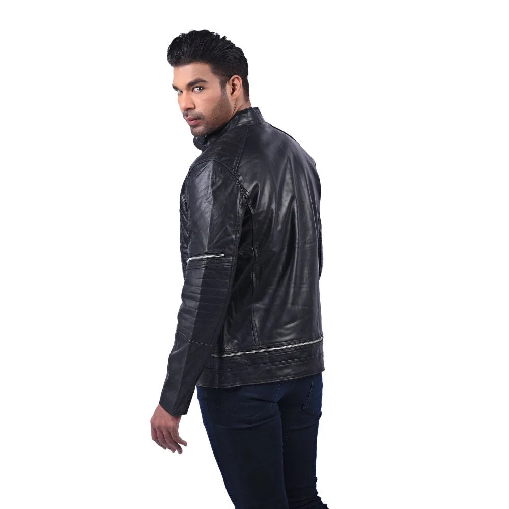 Men's Black Quilted Leather Jacket