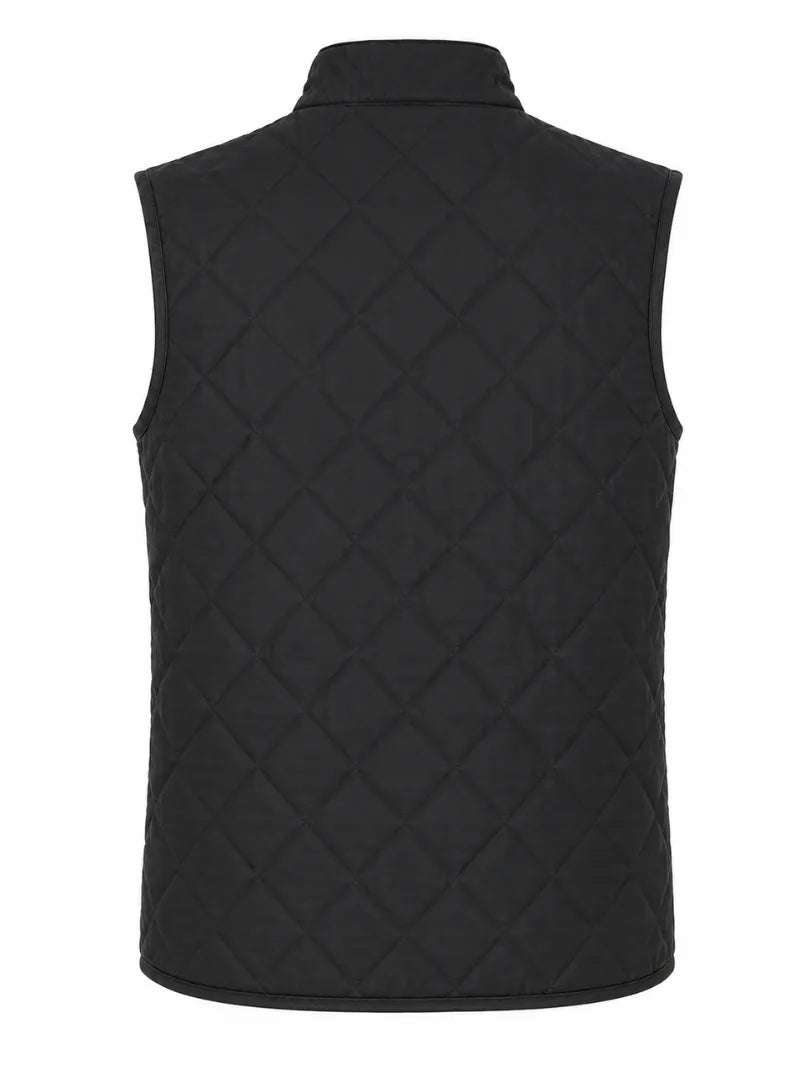 Men's Black Quilted Leather Vest