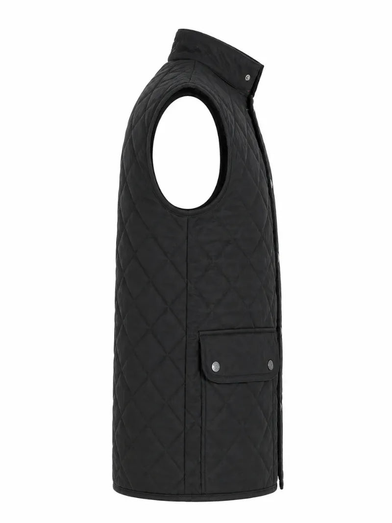 Men's Black Quilted Leather Vest