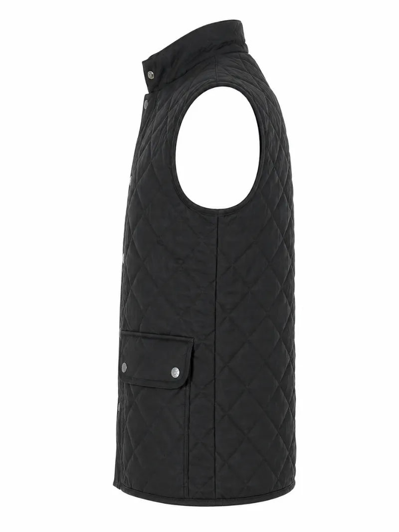 Men's Black Quilted Leather Vest