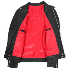 Men’s  Black Quilted Shoulder Biker Jacket