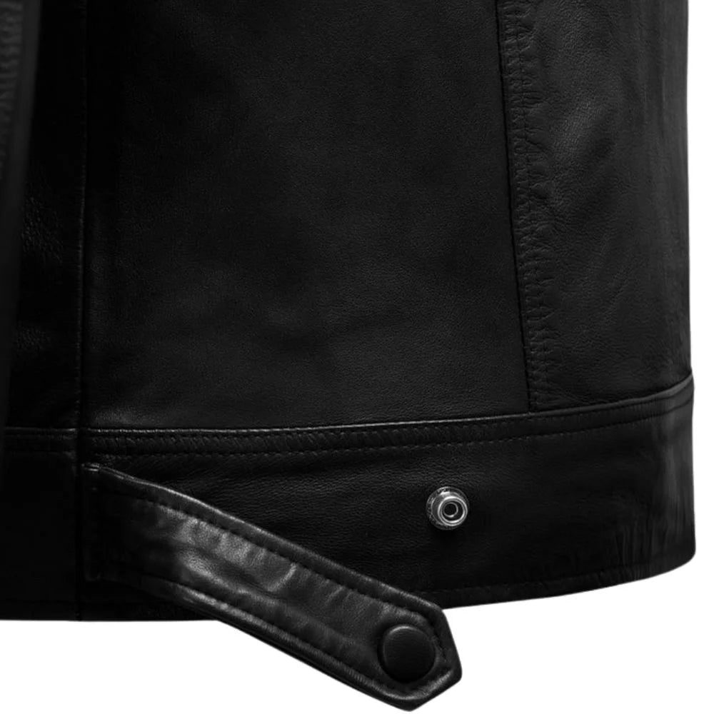 Men’s Black Quilted Shoulder Leather Jacket