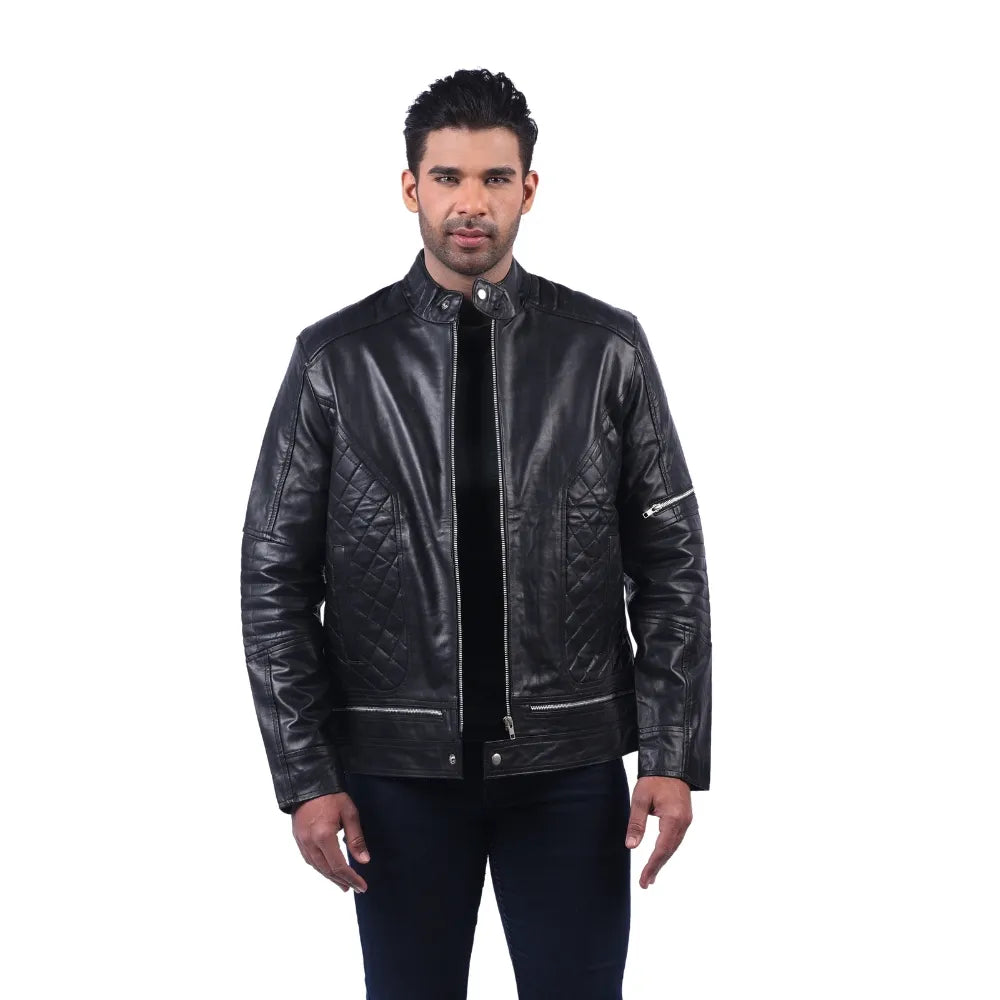 Men’s Black Quiltex Leather Jacket