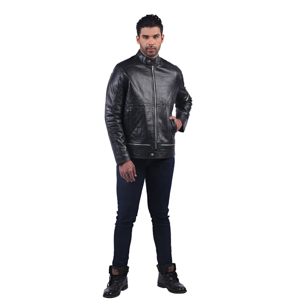 Men’s Black Quiltex Leather Jacket