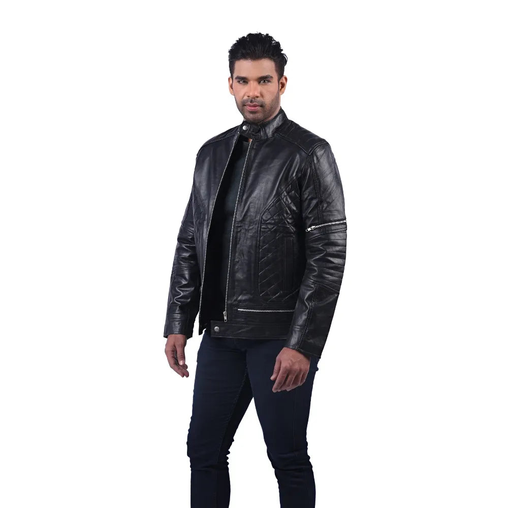 Men’s Black Quiltex Leather Jacket
