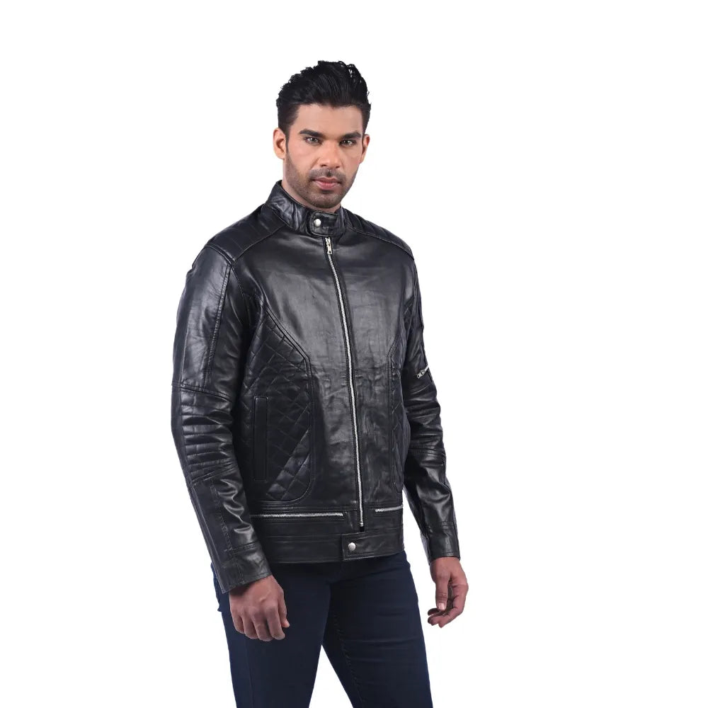 Men’s Black Quiltex Leather Jacket