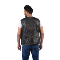 Men’s Black Real Leather Classic Front Vest