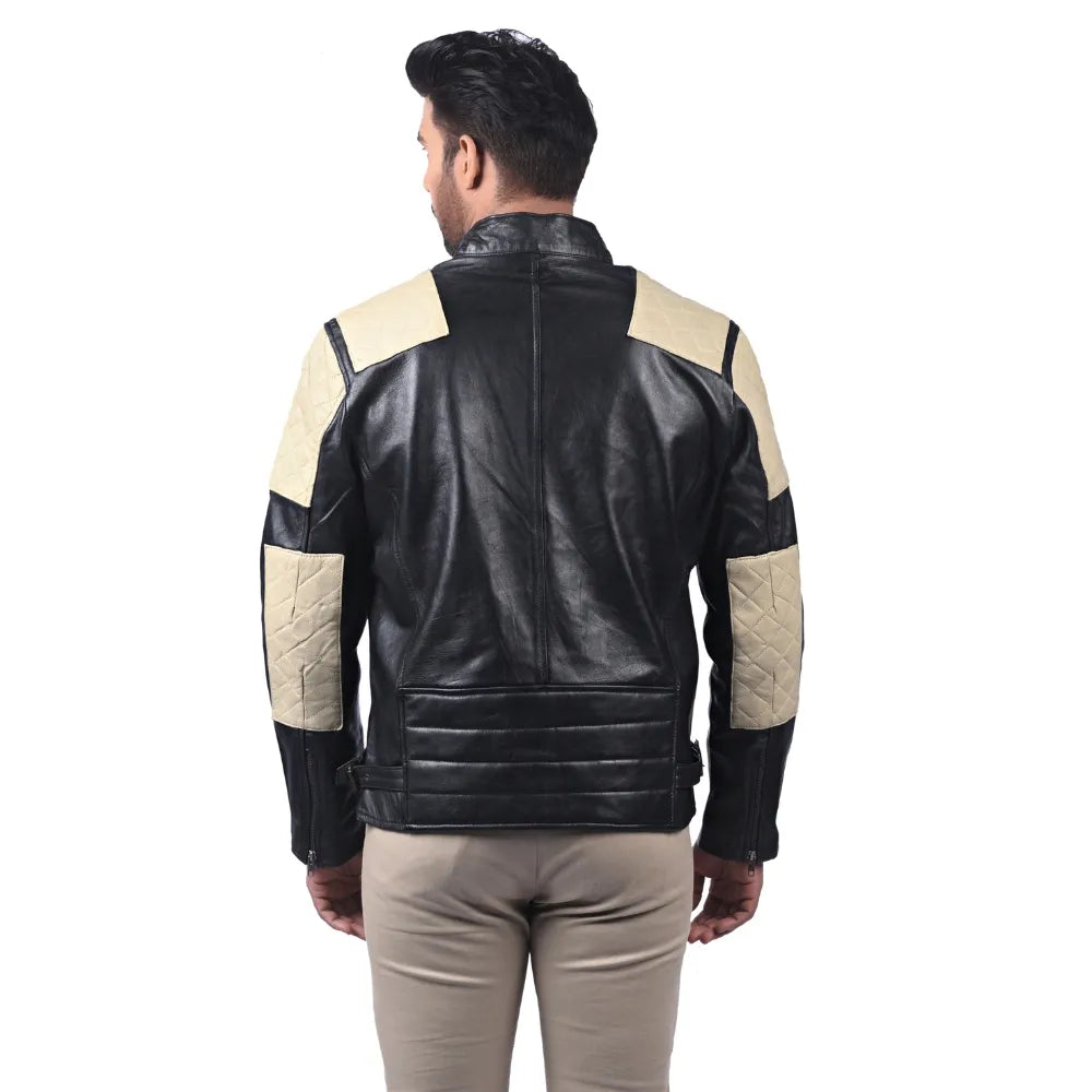 Men’s Black Real Leather Panel Jacket