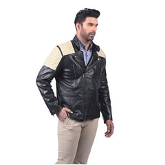 Men’s Black Real Leather Panel Jacket