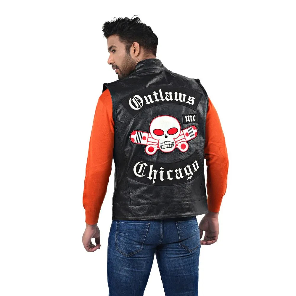 Men’s Black Real Leather Vest Jacket