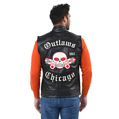 Men’s Black Real Leather Vest Jacket