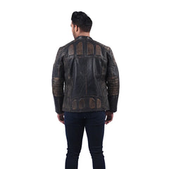 Men’s Black Real Leather Zip Jacket