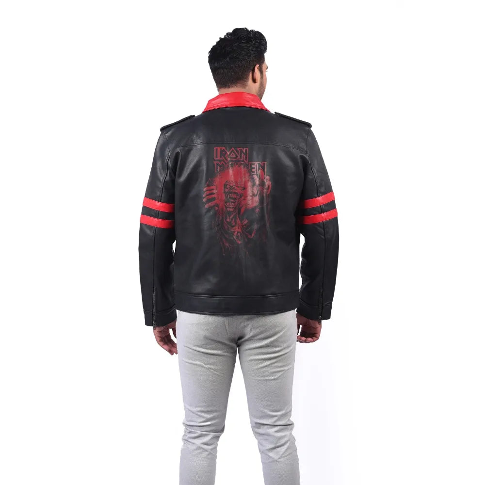 Men’s Black Redline Crest Leather Jacket