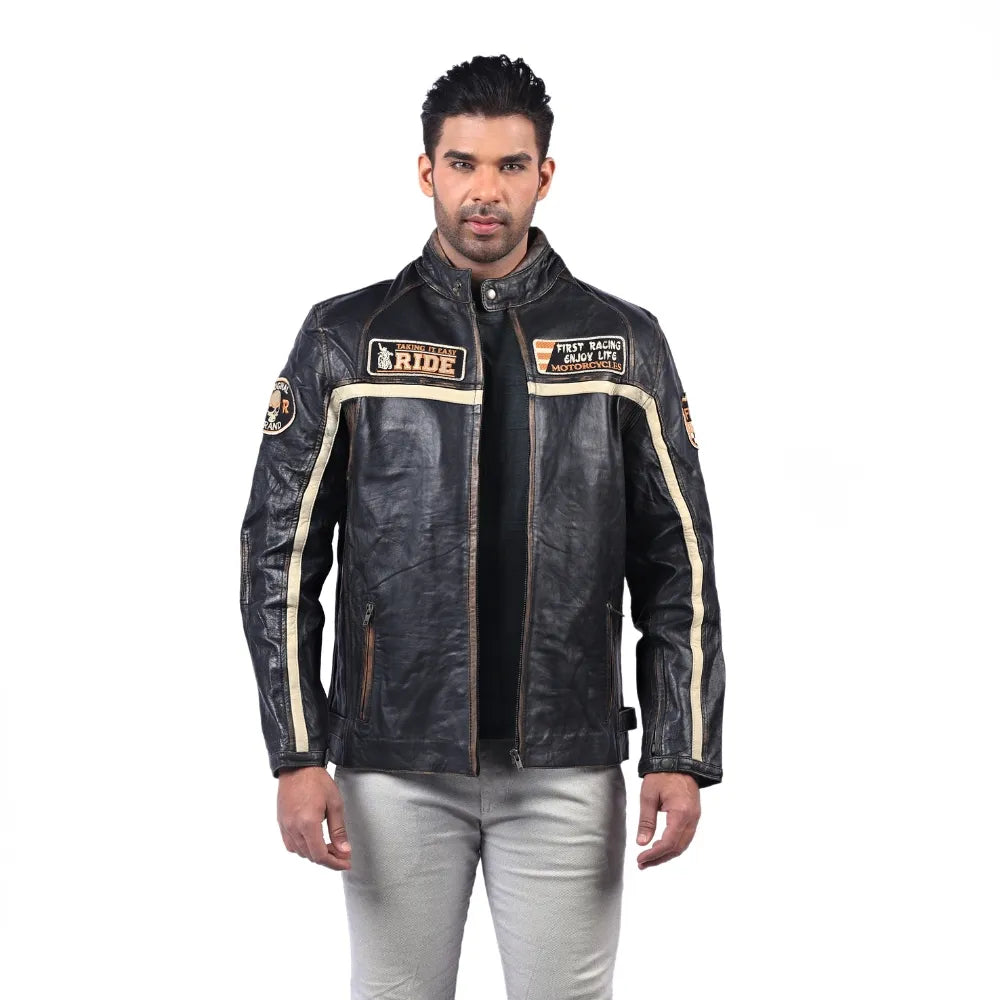 Men’s Black Roadcraft Leather Jacket