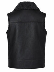 Men's Black Shearling Leather Vest
