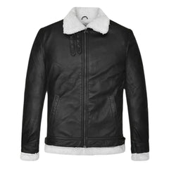 Men’s Black Shearling Lined Flying Leather Jacket