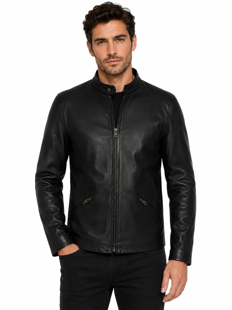 Men’s Black Standard Leather Jacket Full