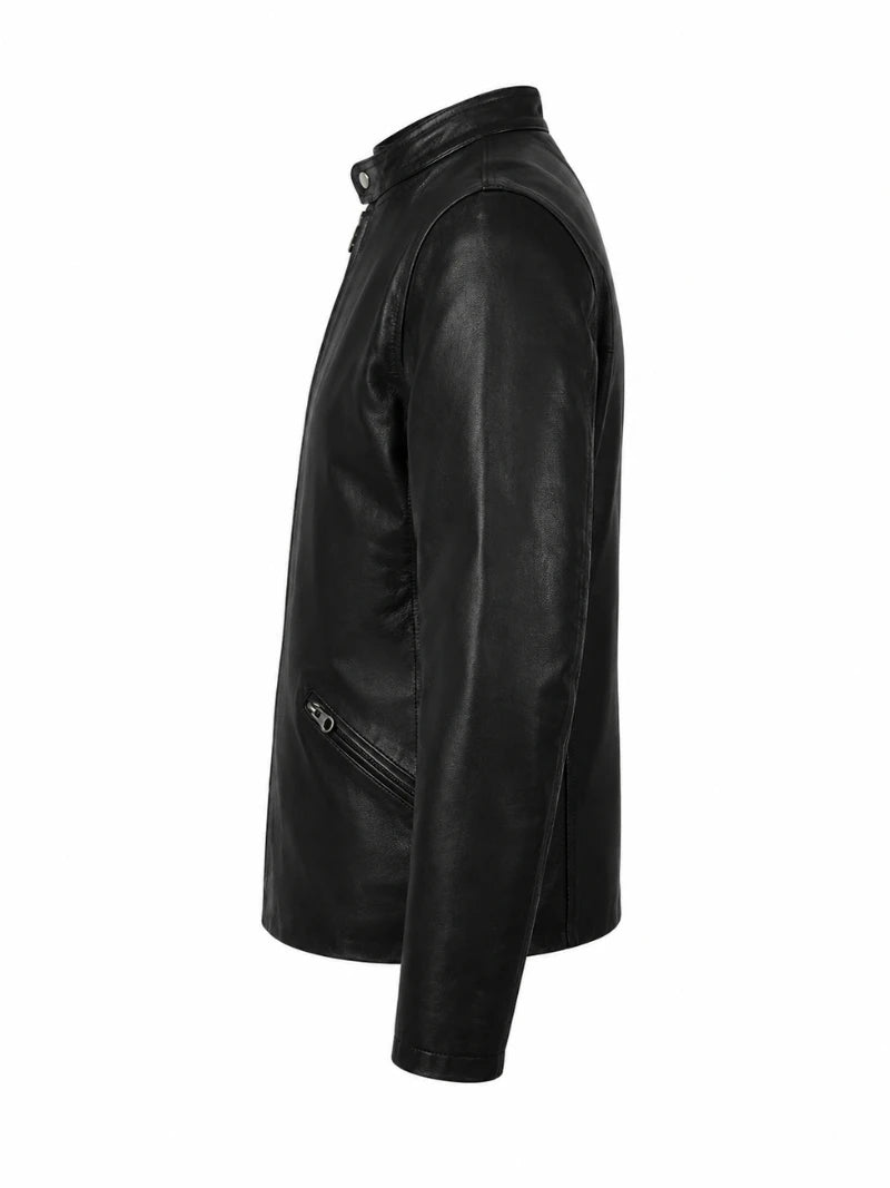 Men’s Black Standard Leather Jacket Left 