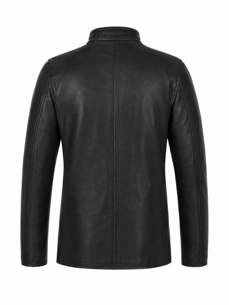 Men’s Black Standard Leather Jacket Back 