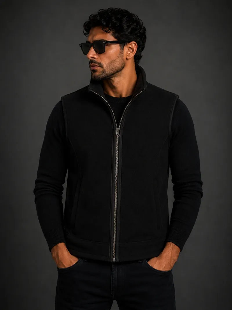 Men's Black Suede Leather Vest