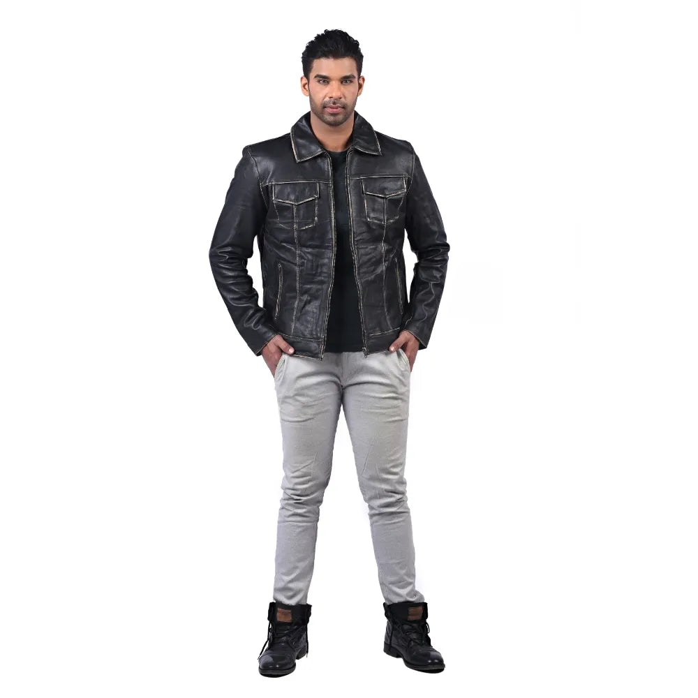 Men’s Black Travor Leather Jacket