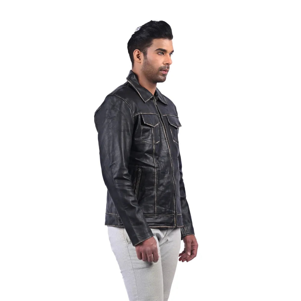 Men’s Black Travor Leather Jacket