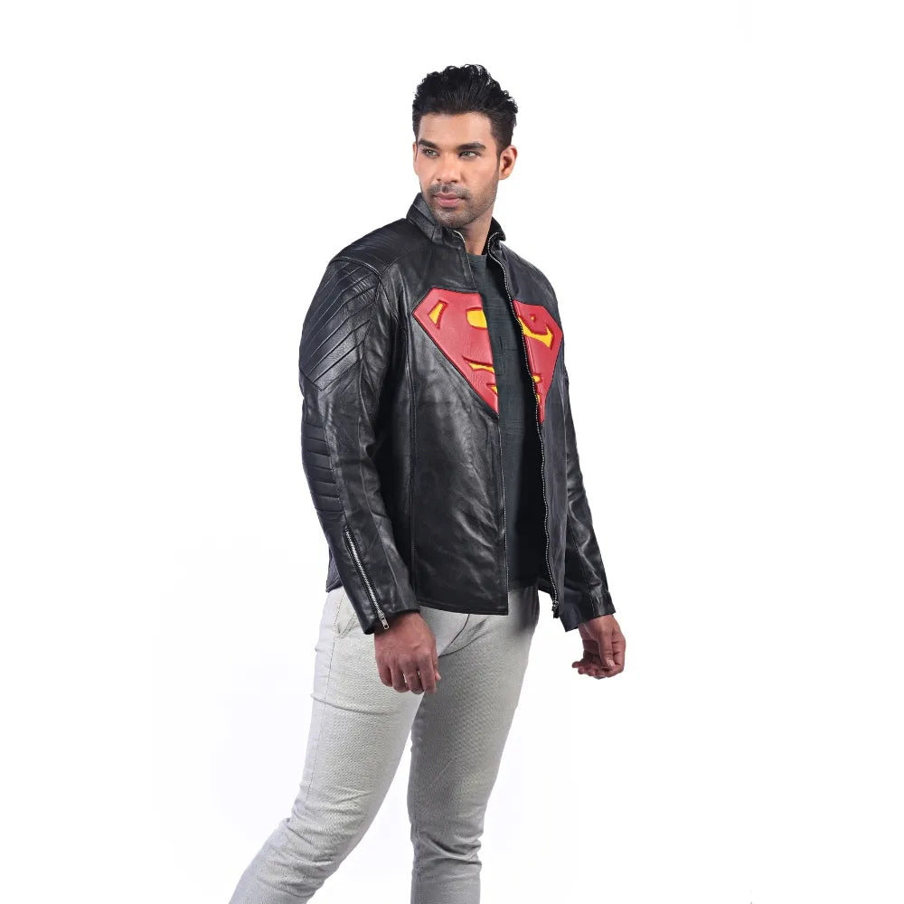 Men’s Black Valor Shield Leather Jacket