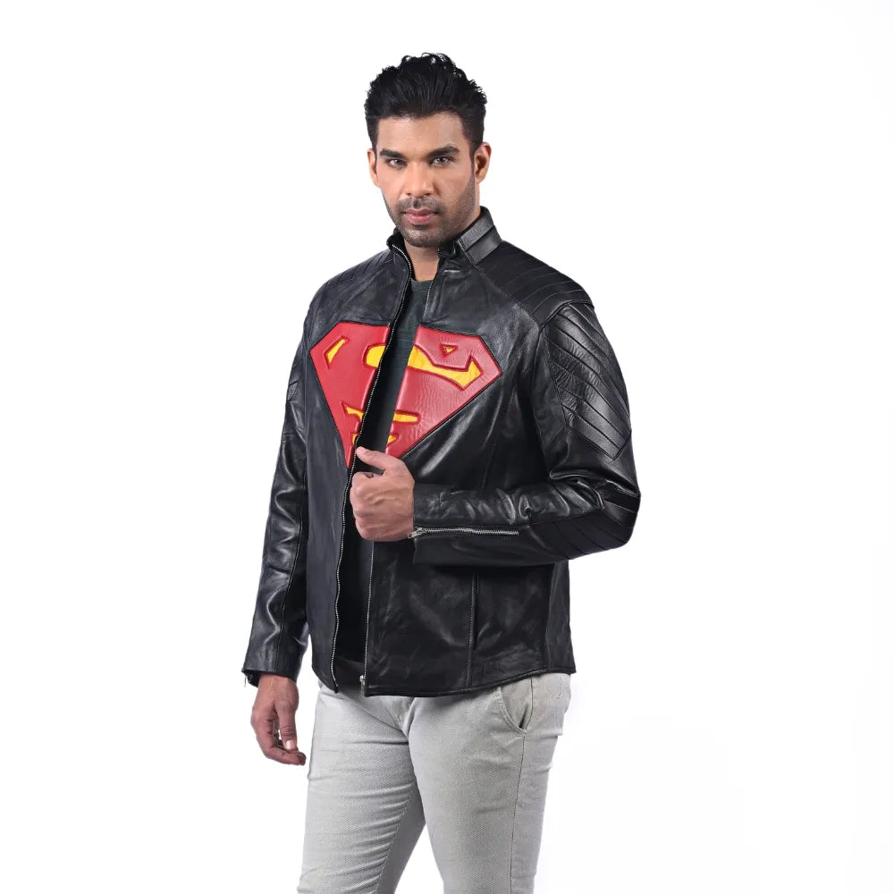 Men’s Black Valor Shield Leather Jacket