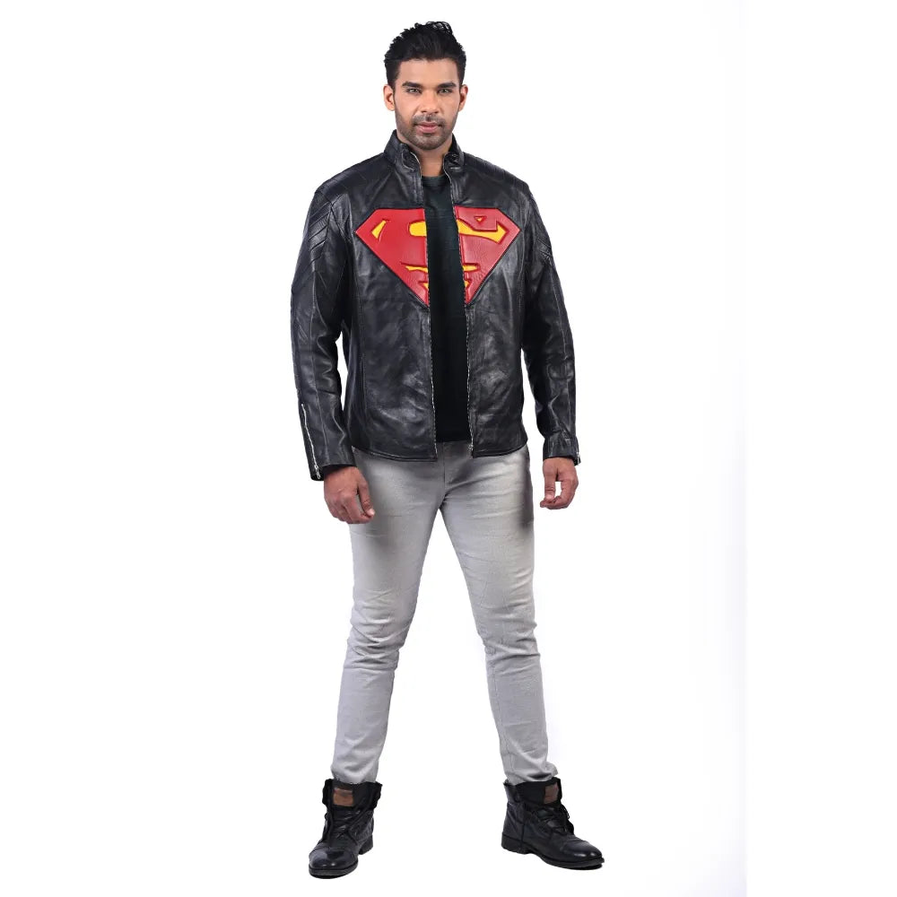 Men’s Black Valor Shield Leather Jacket