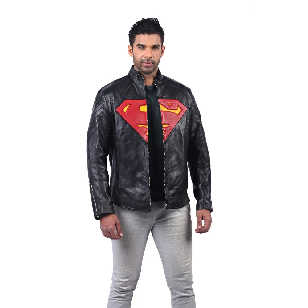 Men’s Black Valor Shield Leather Jacket