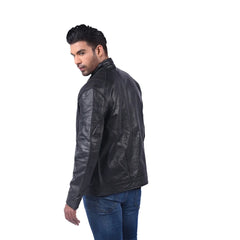 Men’s Black Velcron Leather Jacket