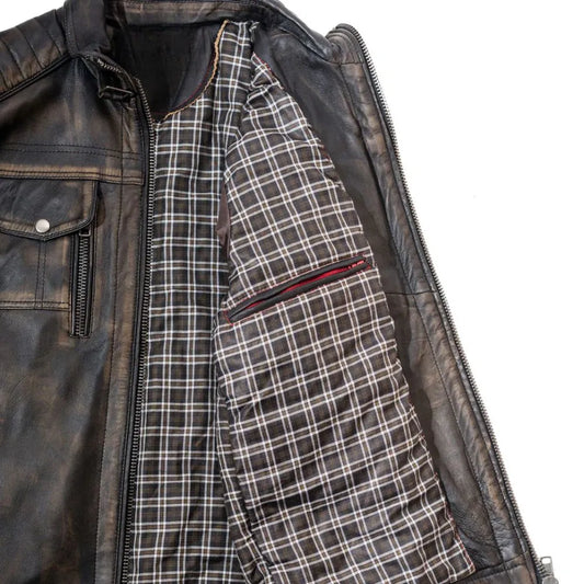 Men's Black Vintage Biker Style Leather Jacket 