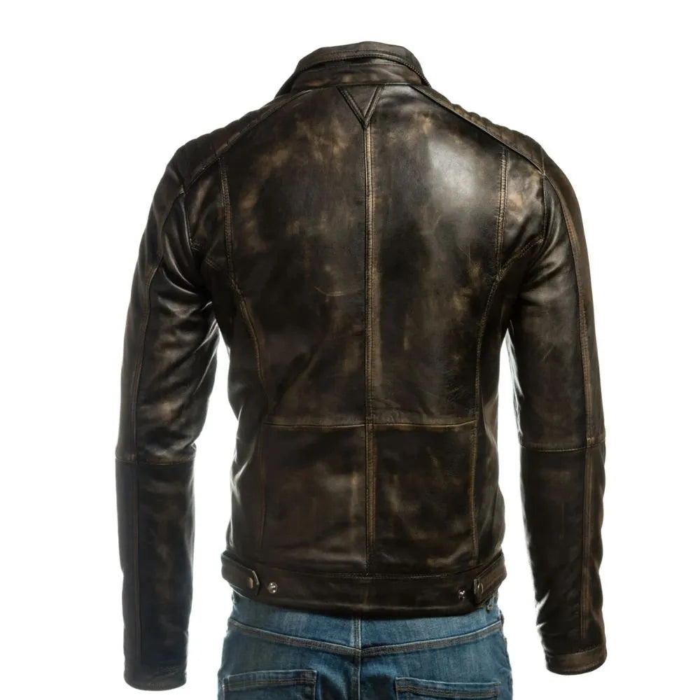 Men's Black Vintage Biker Style Leather Jacket 
