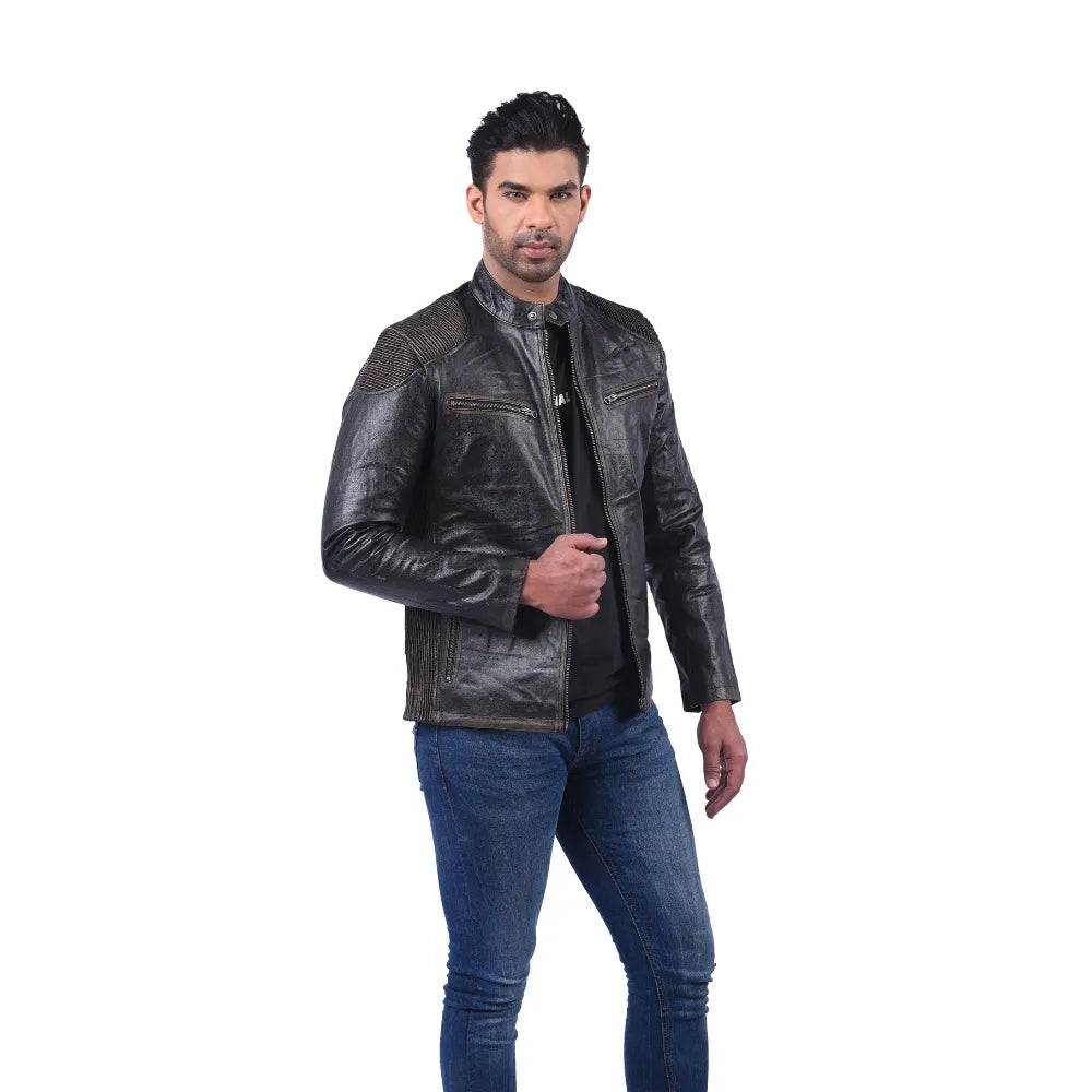Men’s Black Vortan Leather Jacket