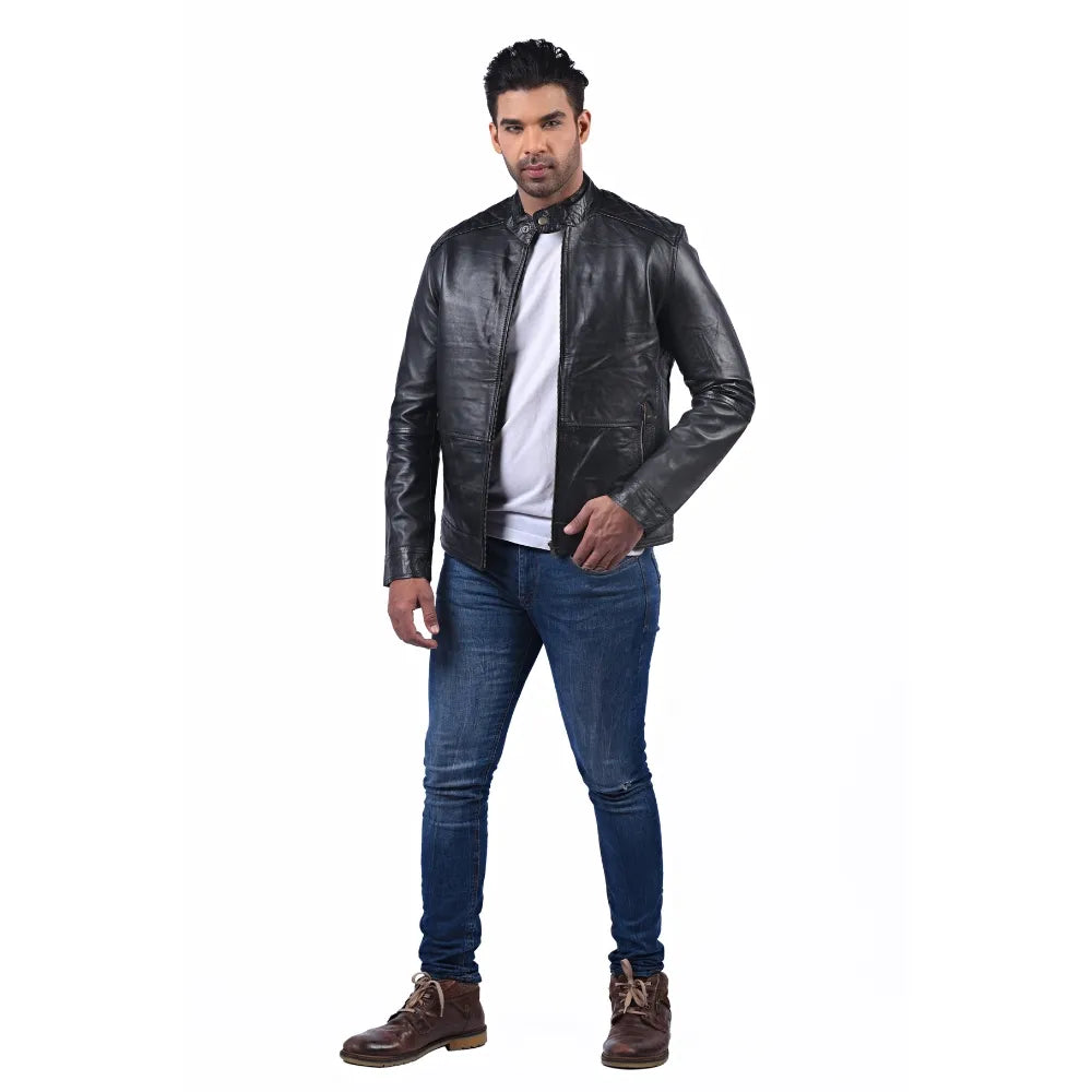 Men’s Black Vortex Leather Jacket